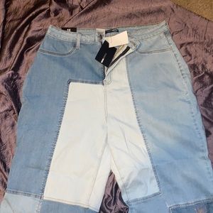 Patchwork denim bell bottom jeans